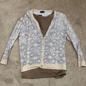 2 pieces - The Limited Beige and Brown Patterned Cardigan and brown shell